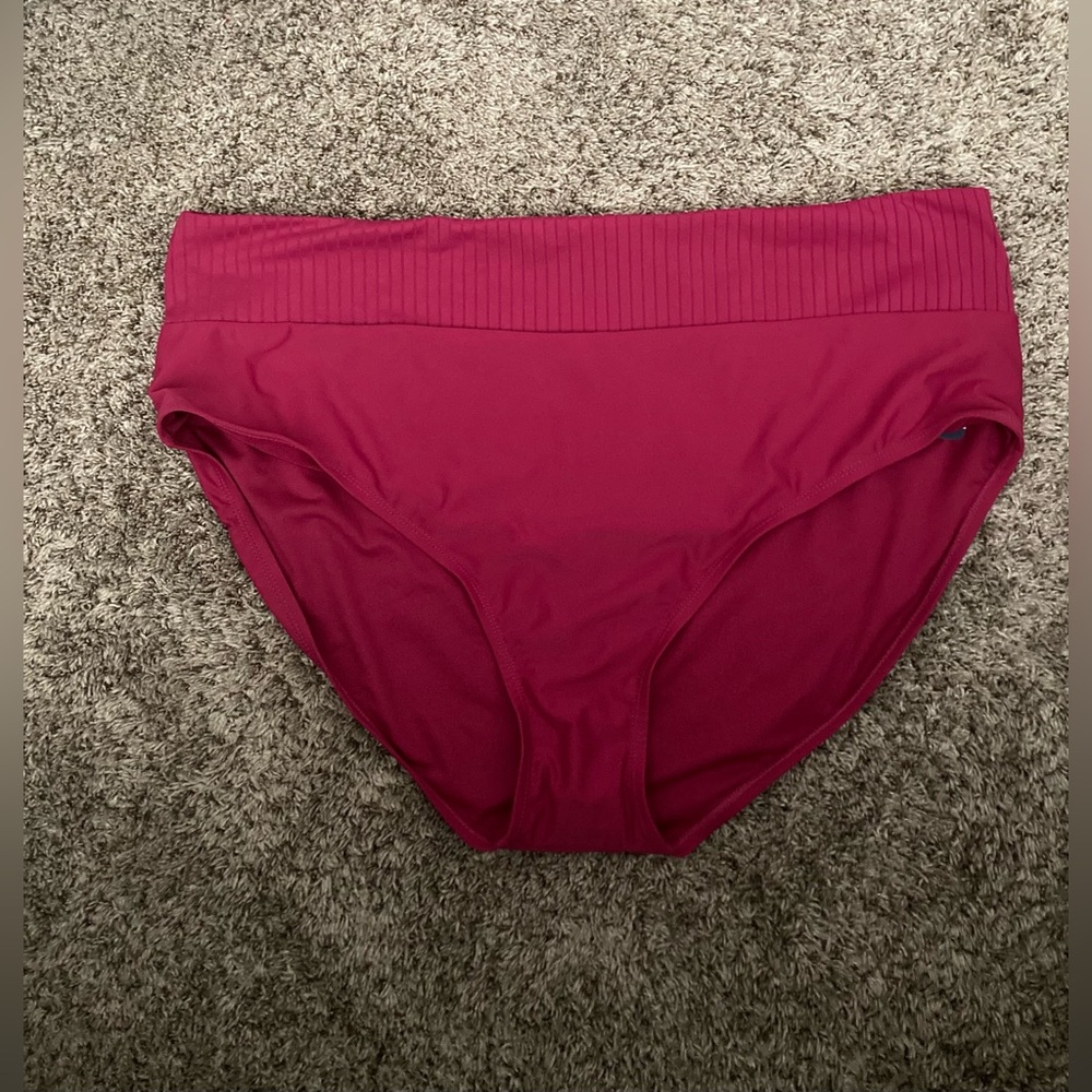 Terra & Sky Womens Plus Dark Pink High Waist Swim Bottoms Size 4 X